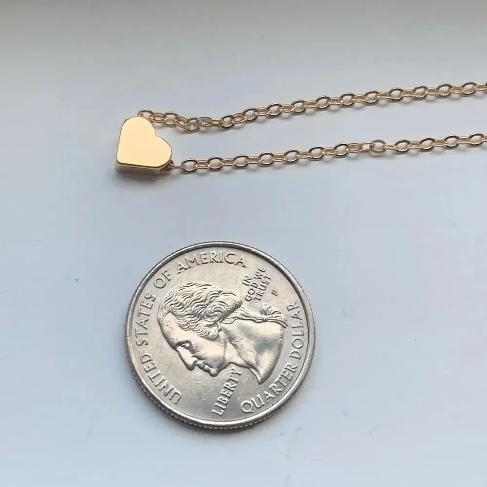Gold Tone Heart Bead Pendant Necklace for Teens